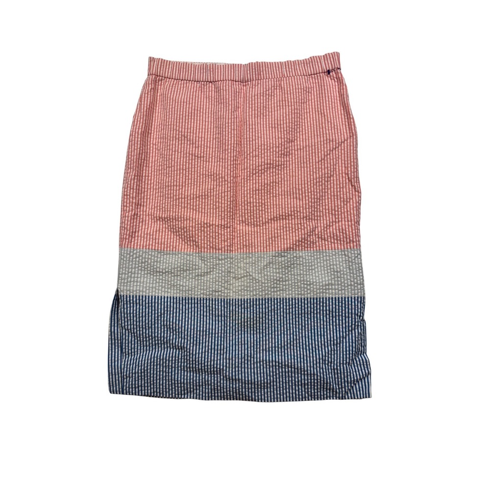 J.Crew Womens Seersucker Colorblock Striped Pencil Skirt Red White Blue Size 6